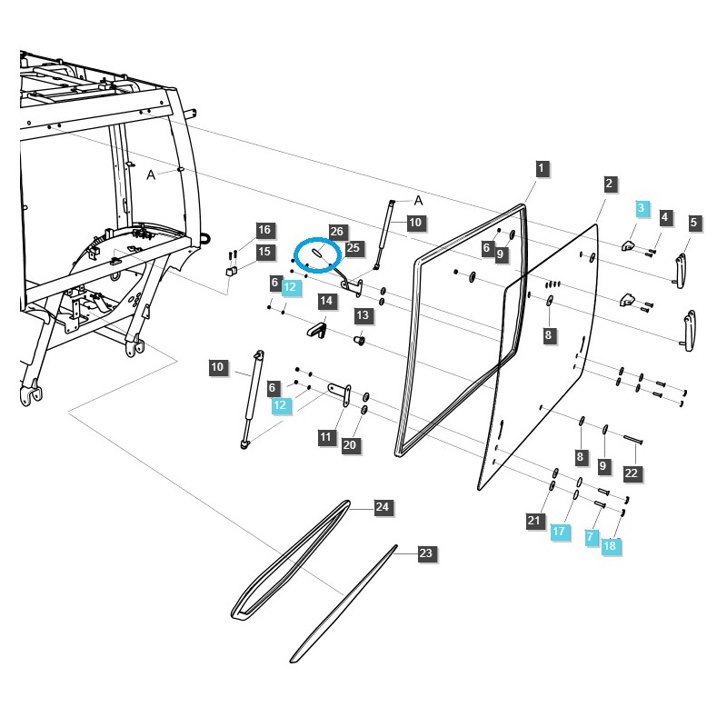 díly pro ls - Knoflík pro otevírání zadního okna kabiny / TRG869 / LS Traktor / č. 40418026