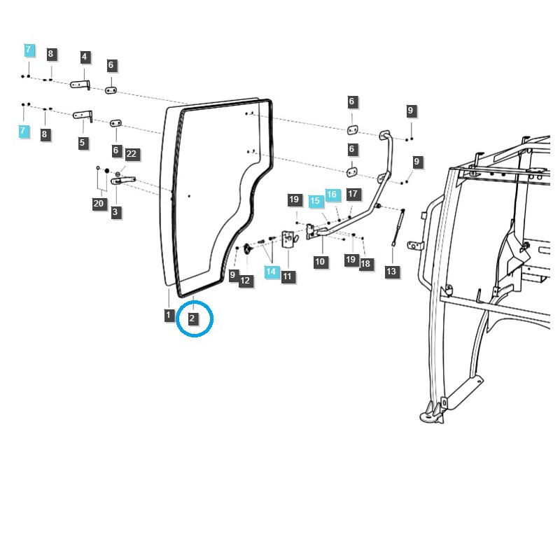 karosserieteile - Kabinentürdichtung / rechts / TRG862 / LS Traktor / Nr. 40383345