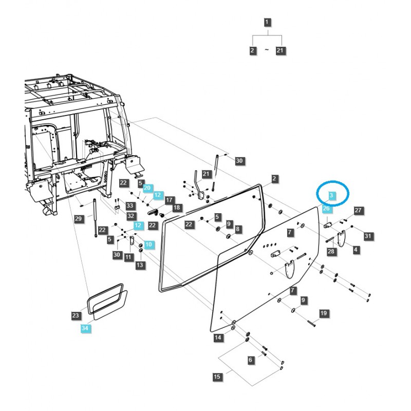 car body parts - Rear Cab Window / TRG863 / LS Tractor / No. 40430025