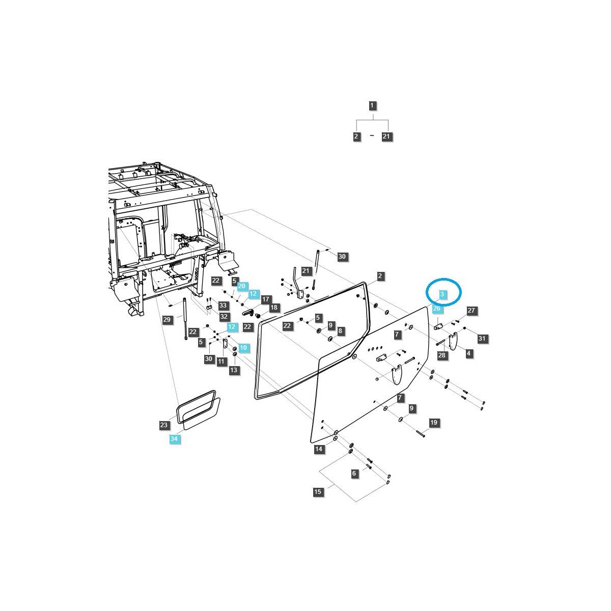 Zadní okno kabiny / TRG863 / Traktor LS / č. 40430025