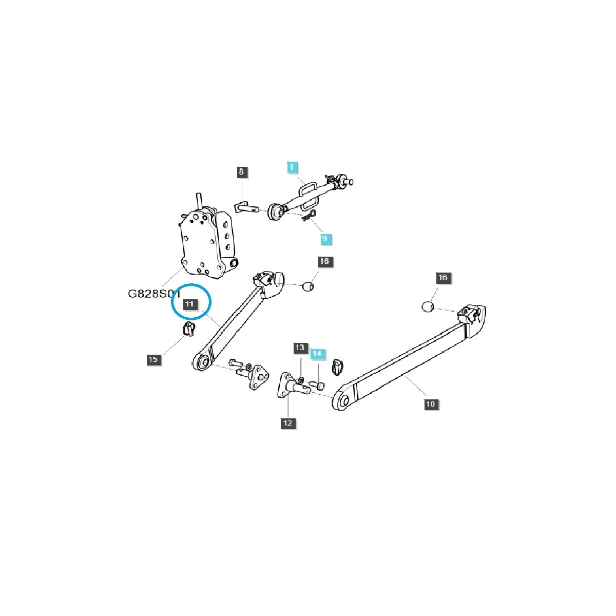 Hitch lift arm - right G896 / A1896542 / LS Tractor / 40008024