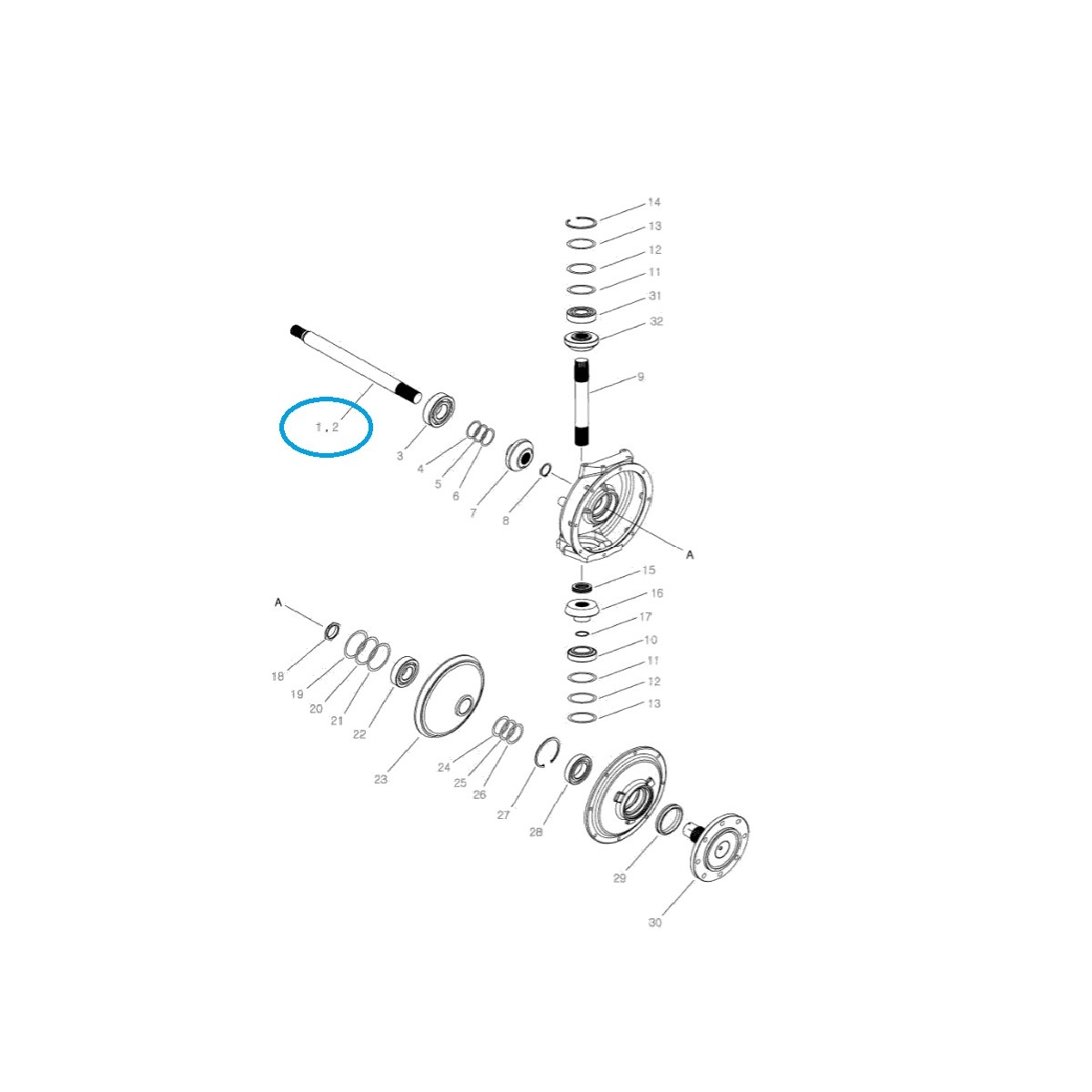 Arbre de transmission essieu avant - gauche -TRG400 / Tracteur LS / 40031572