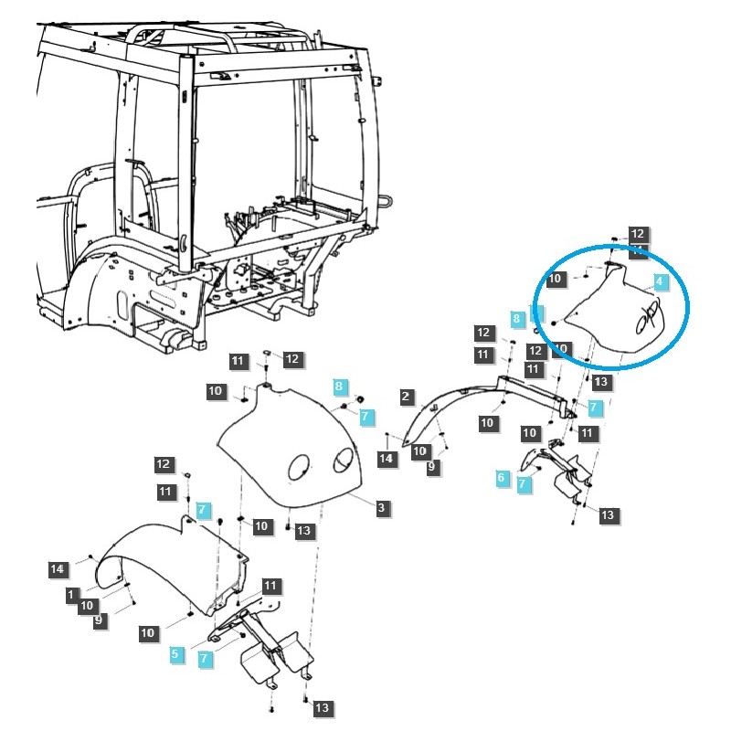karosserieteile - Rechtes Rücklichtgehäuse / TRG868 / LS Traktor / Nr. 40254092