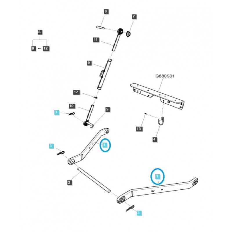 arme heben - Unterlenker rechts/links - MT2 - TRG896 / LS J23, LS J27 / LS Traktor/ 40441676