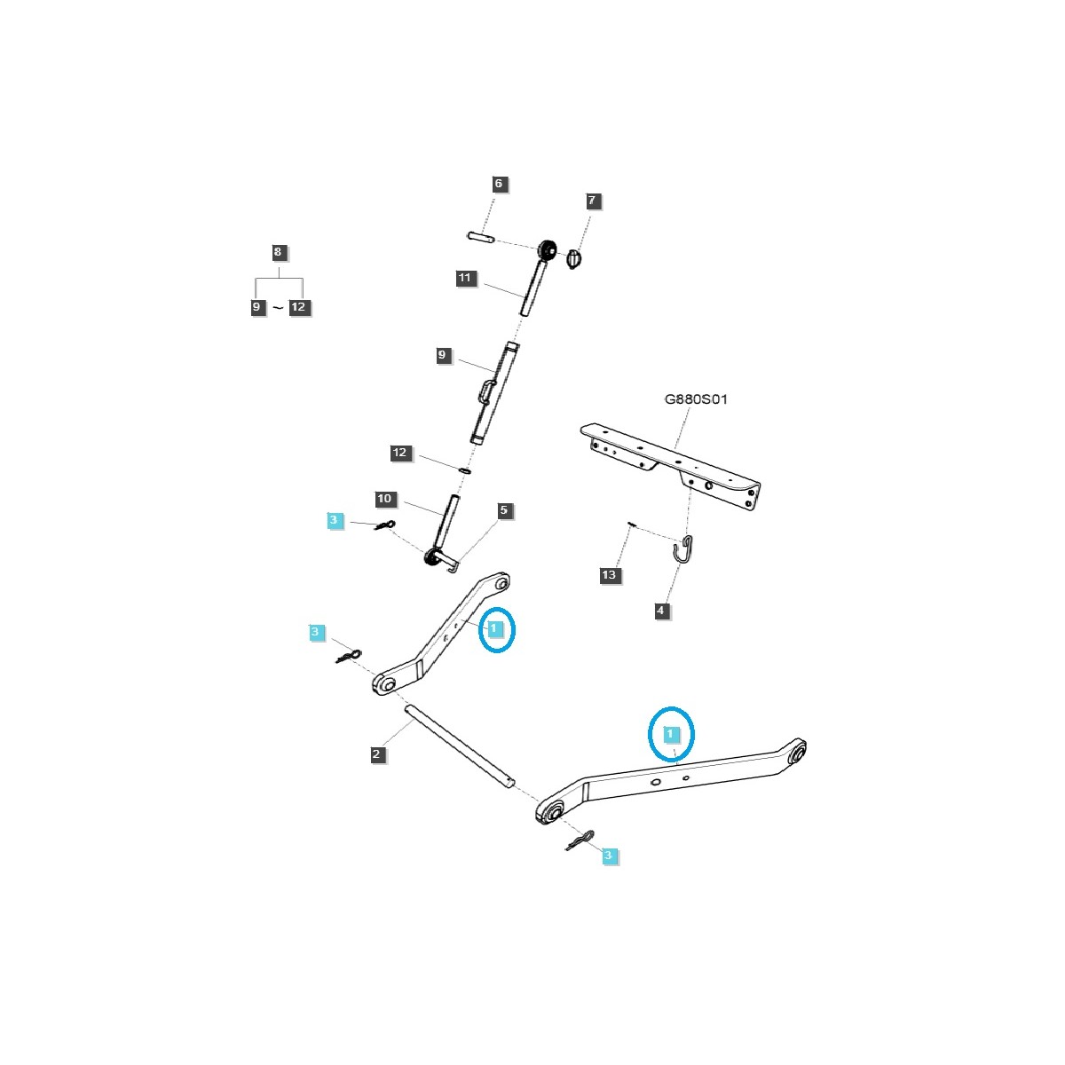 Bras de relevage inférieur droit/gauche - MT2 - TRG896 / LS J23, LS J27 / LS Tractor/ 40441676