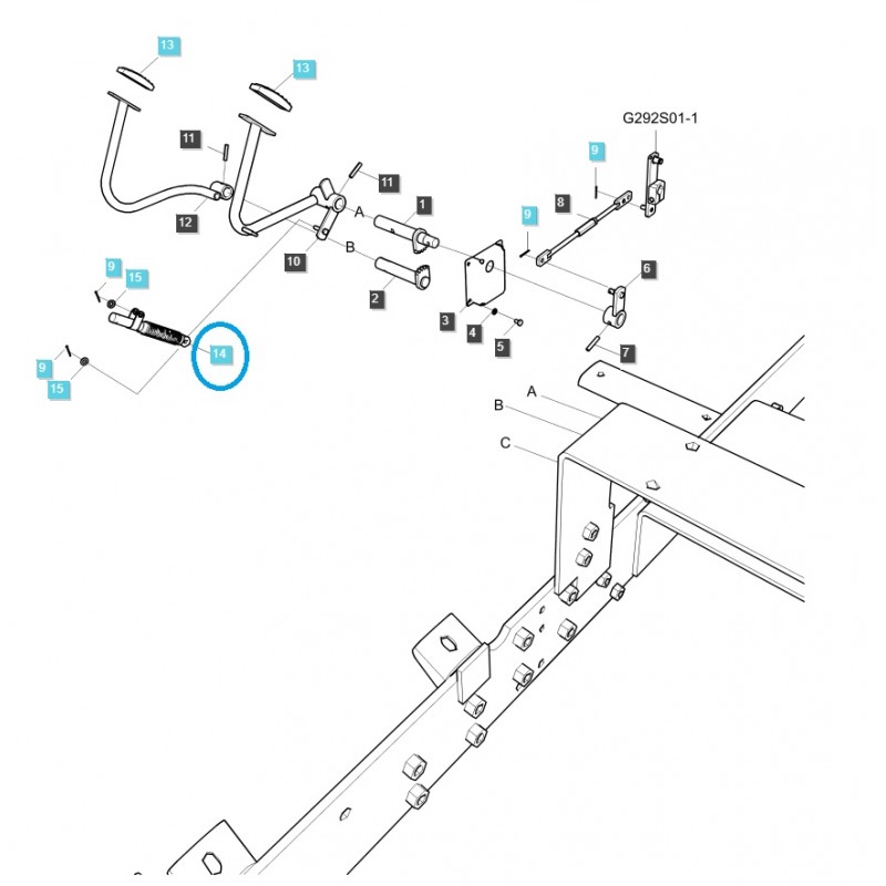 système de conduite - Amortisseur à huile HST / TRG292 / Tracteur LS / MT1.25 / XJ2025 / J23HST / J27HST / n° 40369845