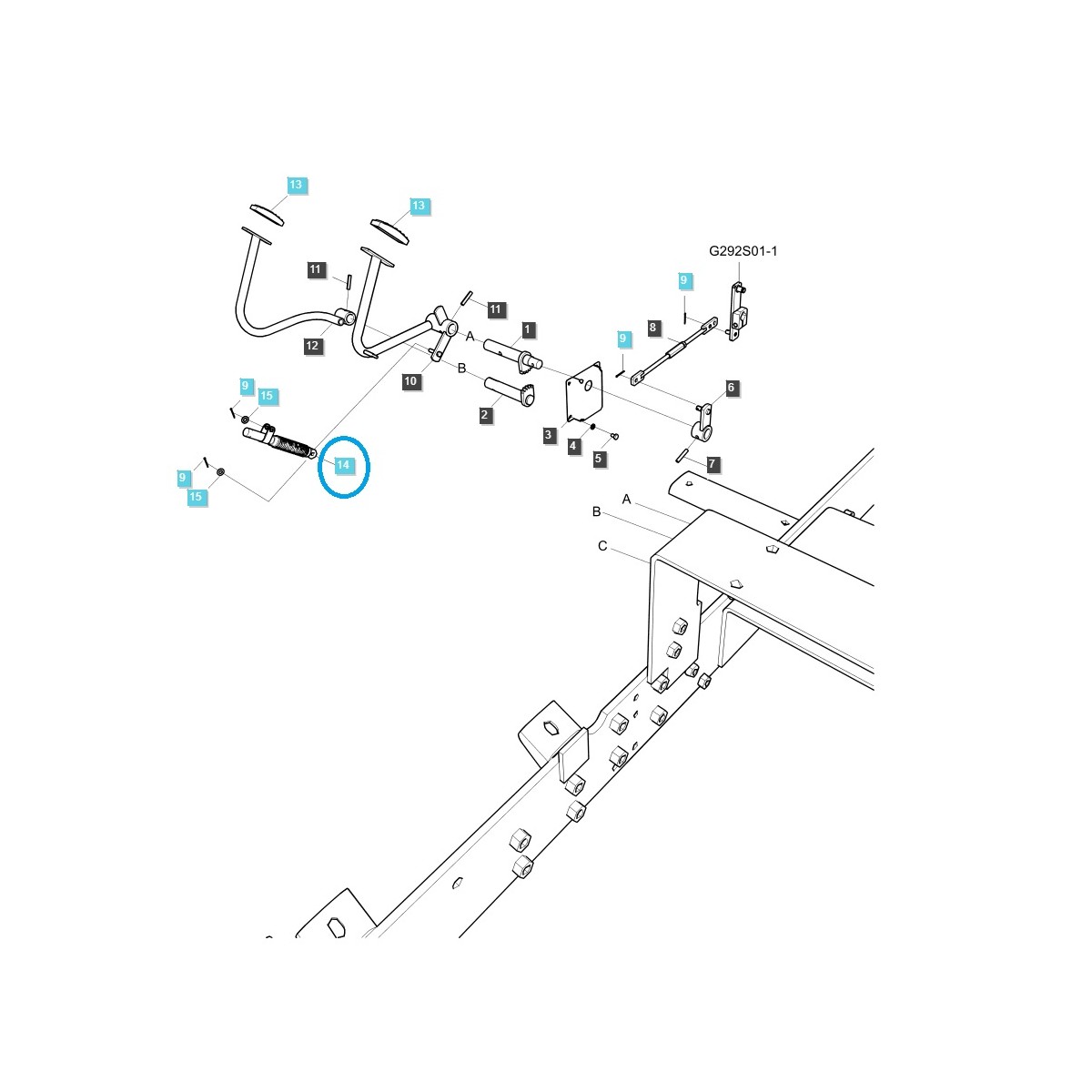 Oil shock absorber HST / TRG292 / LS Tractor / MT1.25 / XJ2025 / J23HST / J27HST / no. 40369845