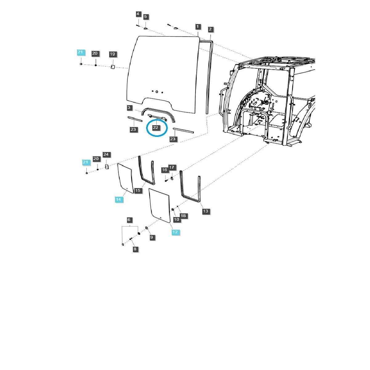 pièces pour ls - Support central de pare-brise TRG863 / MT5.68, MT5.73 / LS Tractor / 40360802