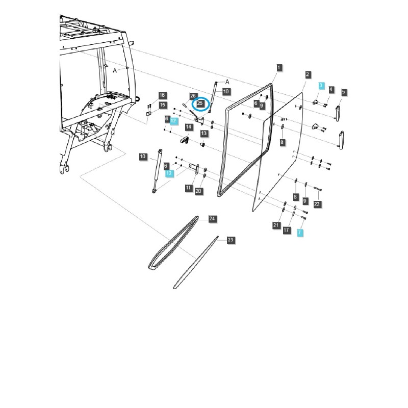 diely pre ls - Držiak ovládača zadného okna - pravý TRG862 / XU6158, XU6168 / LS Tractor / 40445349