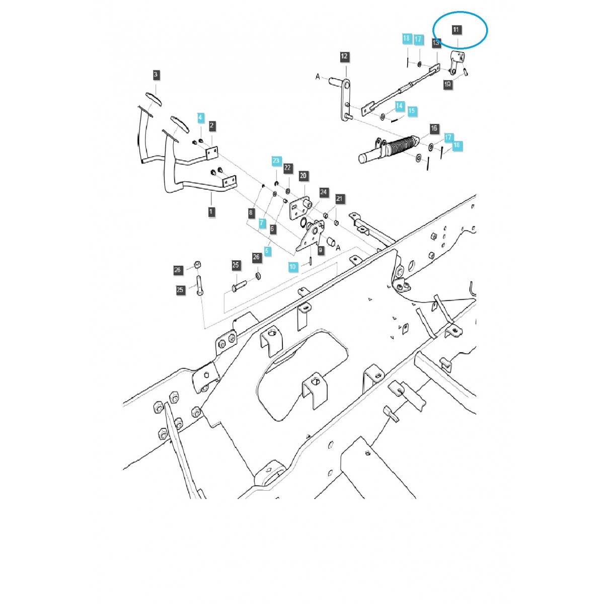 Tuleja z dźwignią cięgła zmiany biegów TRG292 / MT.1.25 / LS Tractor / 40338780