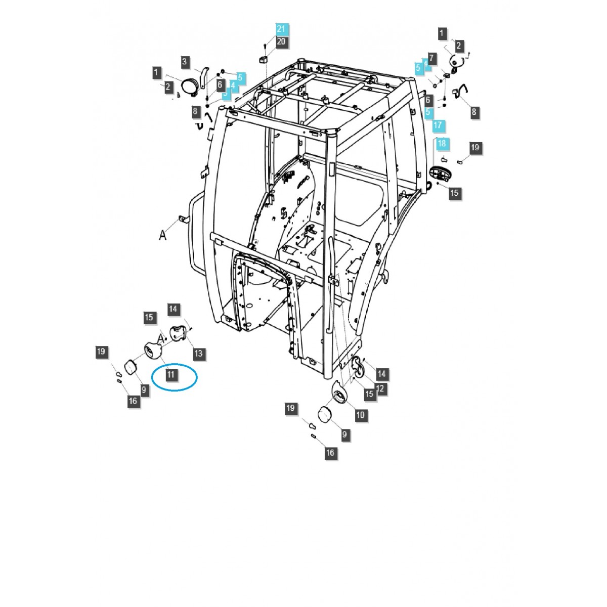 Boîtier de clignotant droit - TRG760 / Tracteur LS / 40333267