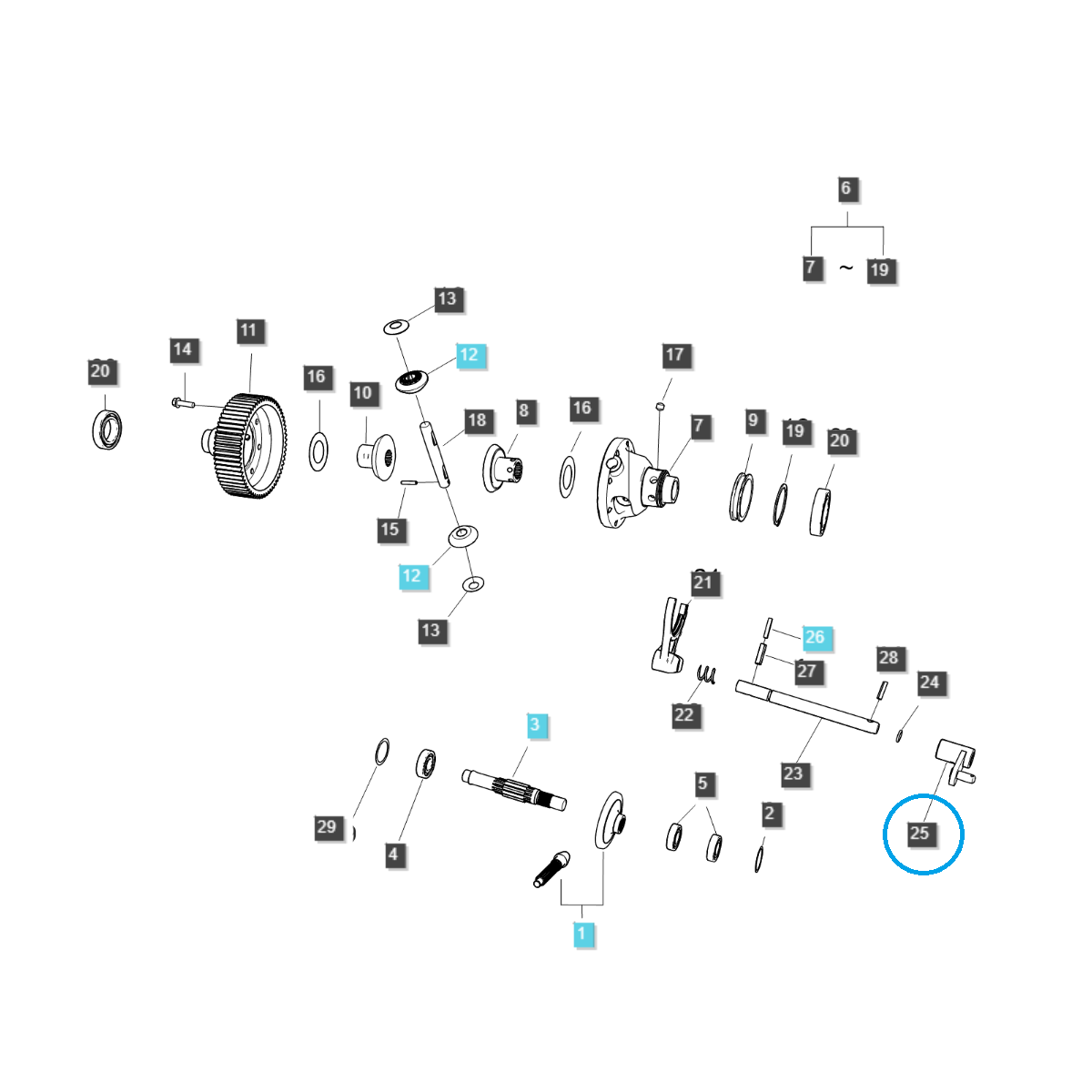 buchsen - Buchse für Differentialsperrhebel / TRG320 / LS Traktor 40293462