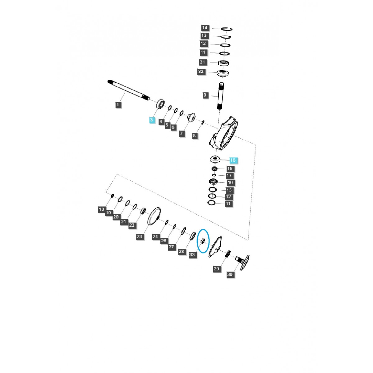 Roulement d'arbre de transmission avant TRG400 MT7.84, MT7.94, MT7.101, MT7.102, MT7.115 / Tracteur LS / 40306748