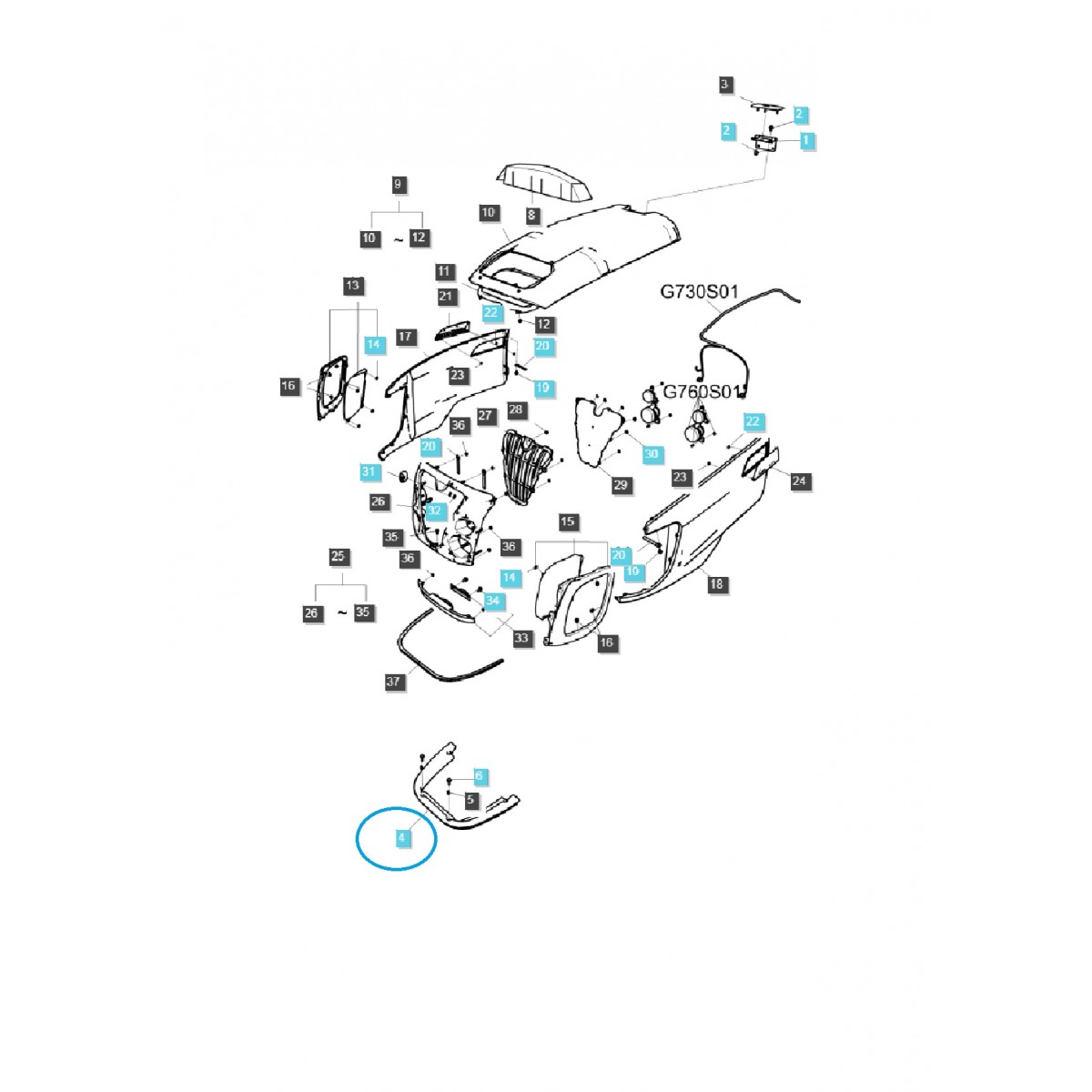 Uszczelka maski - A1830657 - TRG830 / LS Tractor / nr 40226182