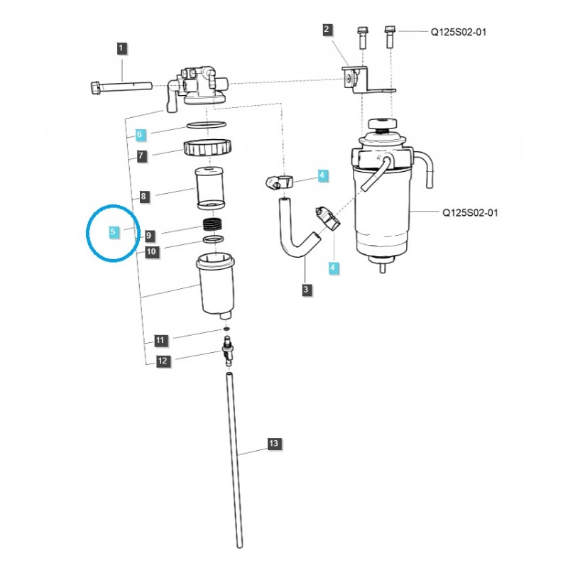 palivové filtre - Hlavný palivový filter / EGQ125 / traktor LS č. 40376792