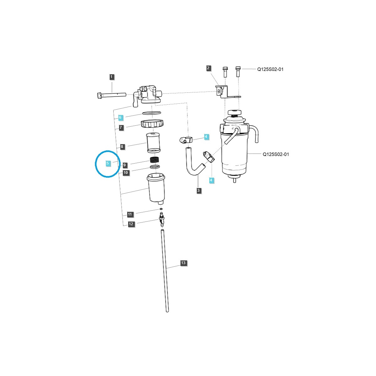 Hlavný palivový filter / EGQ125 / traktor LS č. 40376792