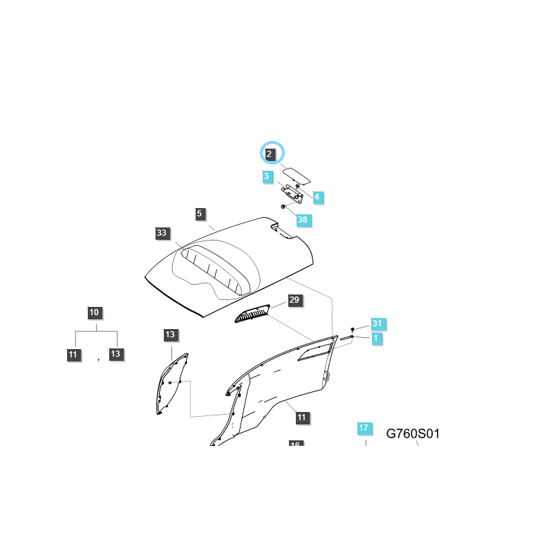 atrapy - Haubenscharnierabdeckung LS TRG830 / 40008308