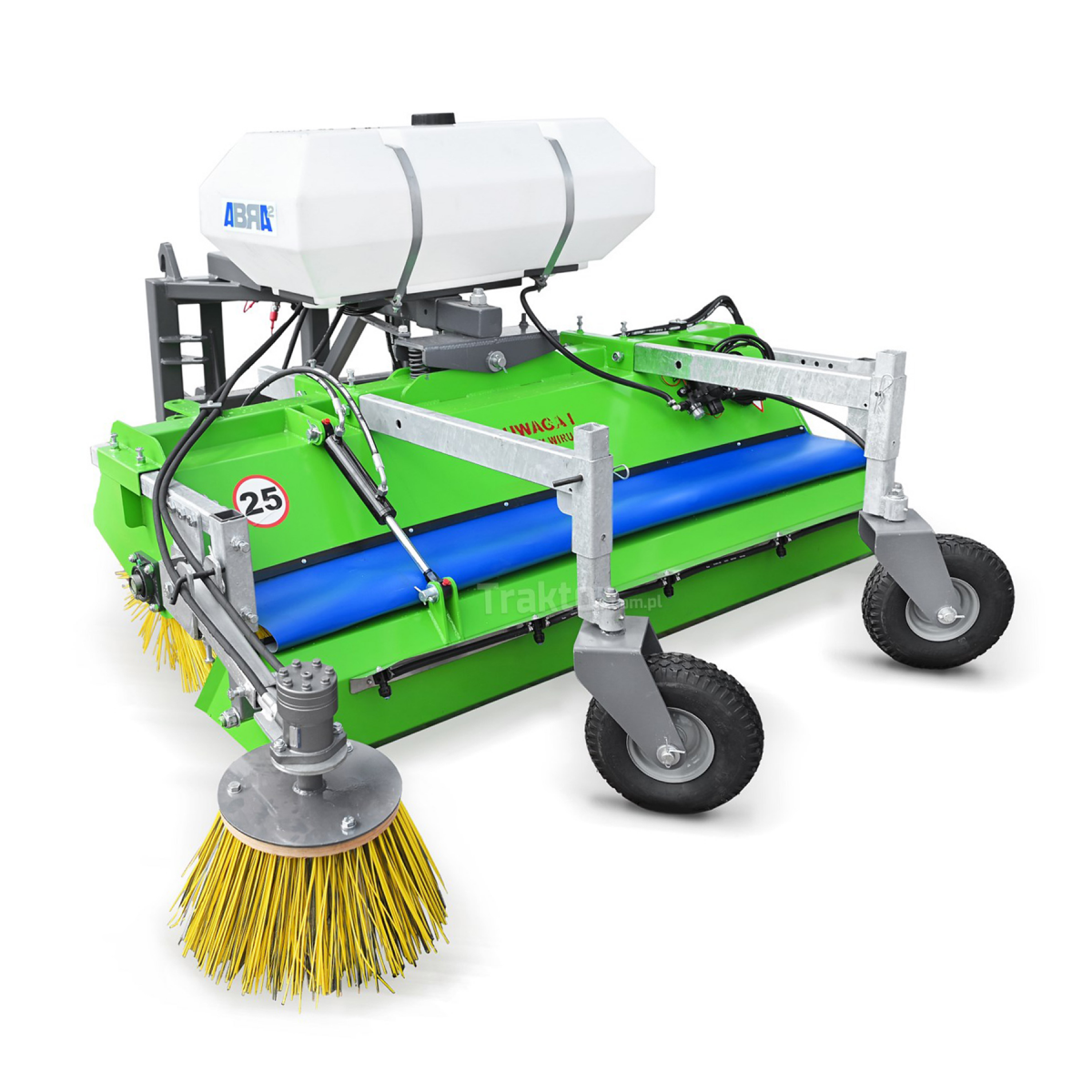 Kehrmaschine 200 cm, 3-in-1-Aufsatz, mit Korb und Bewässerungsbehälter und Seitenbürste "Iga MINI" Abra2