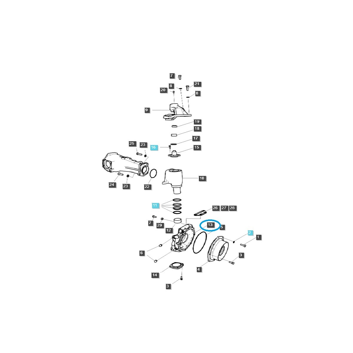 Couvercle, carter d'essieu avant, gauche A1400291 / TRG400 / LS Tracteur n° 40008939