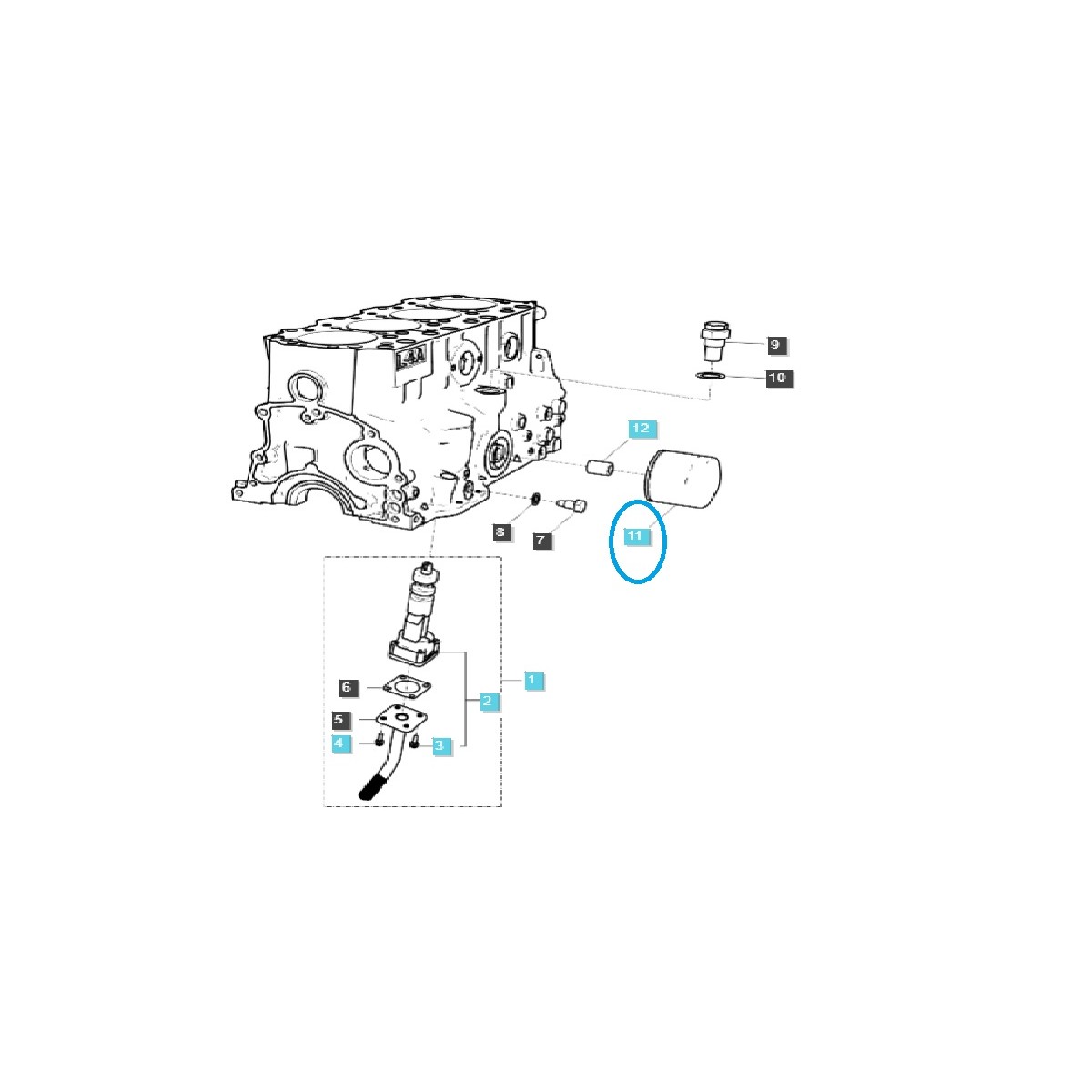 Engine oil filter Q140 / Q1400001 / LS Tractor / 40318590