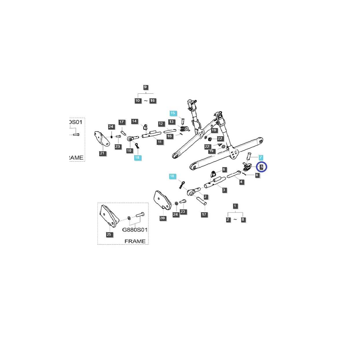 Zámok zdvíhacieho ramena ťažného zariadenia TRG896 / XR45, XR50, XR60 / traktor LS / 40261131