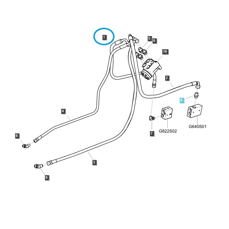 câbles - Tuyau hydraulique / Tracteur LS / LS MT5.68 / MT5.73/ TRG630 / n° 40315187
