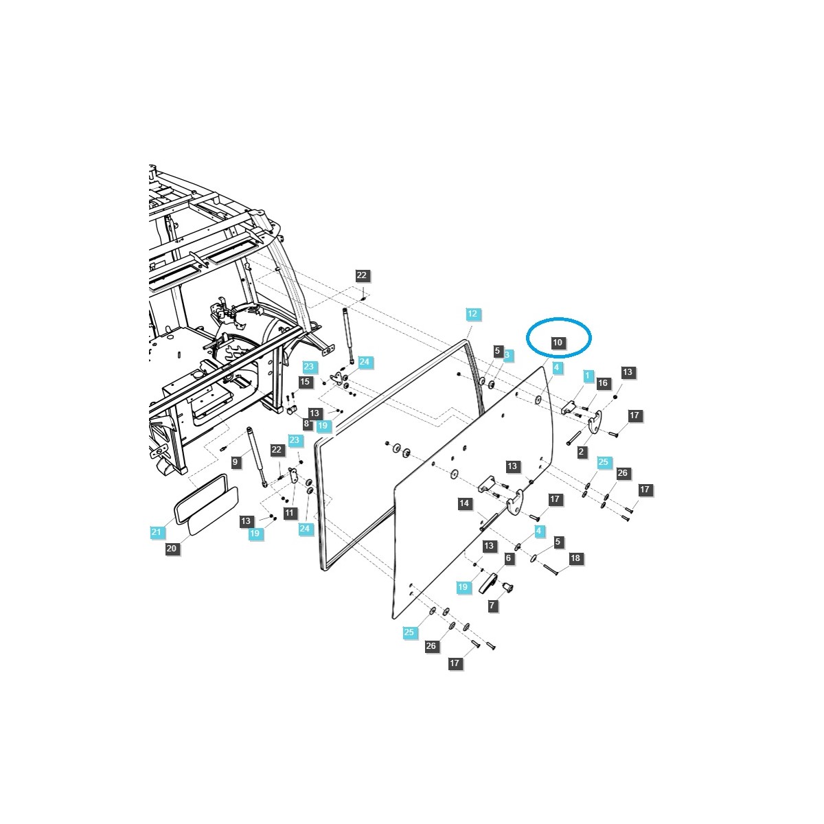 Kabinenfenster hinten / TRG863 / LS Traktor / Nr. 40030771