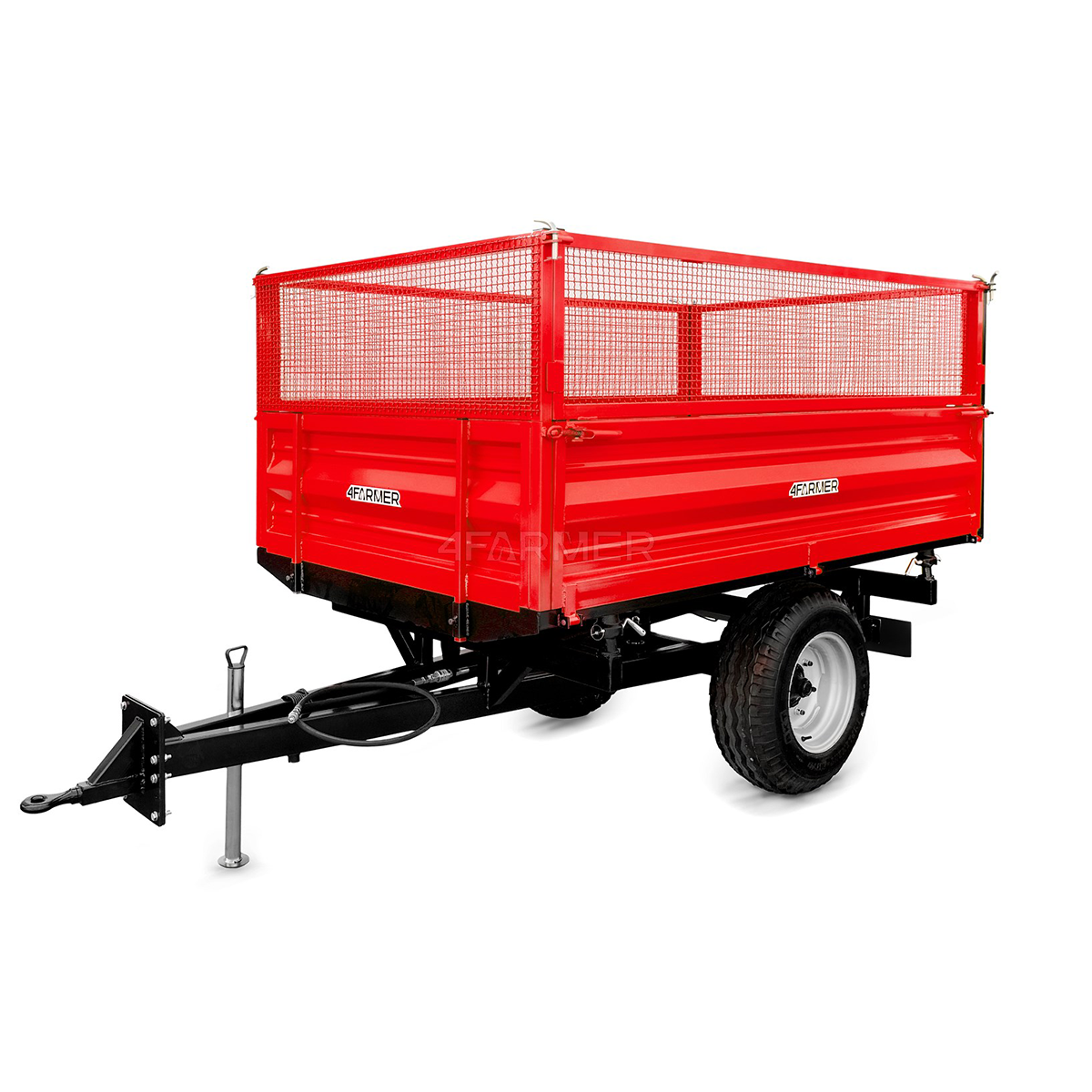 Remorque agricole à un essieu 2,5 T avec benne basculante et extensions grillagées 4FARMER