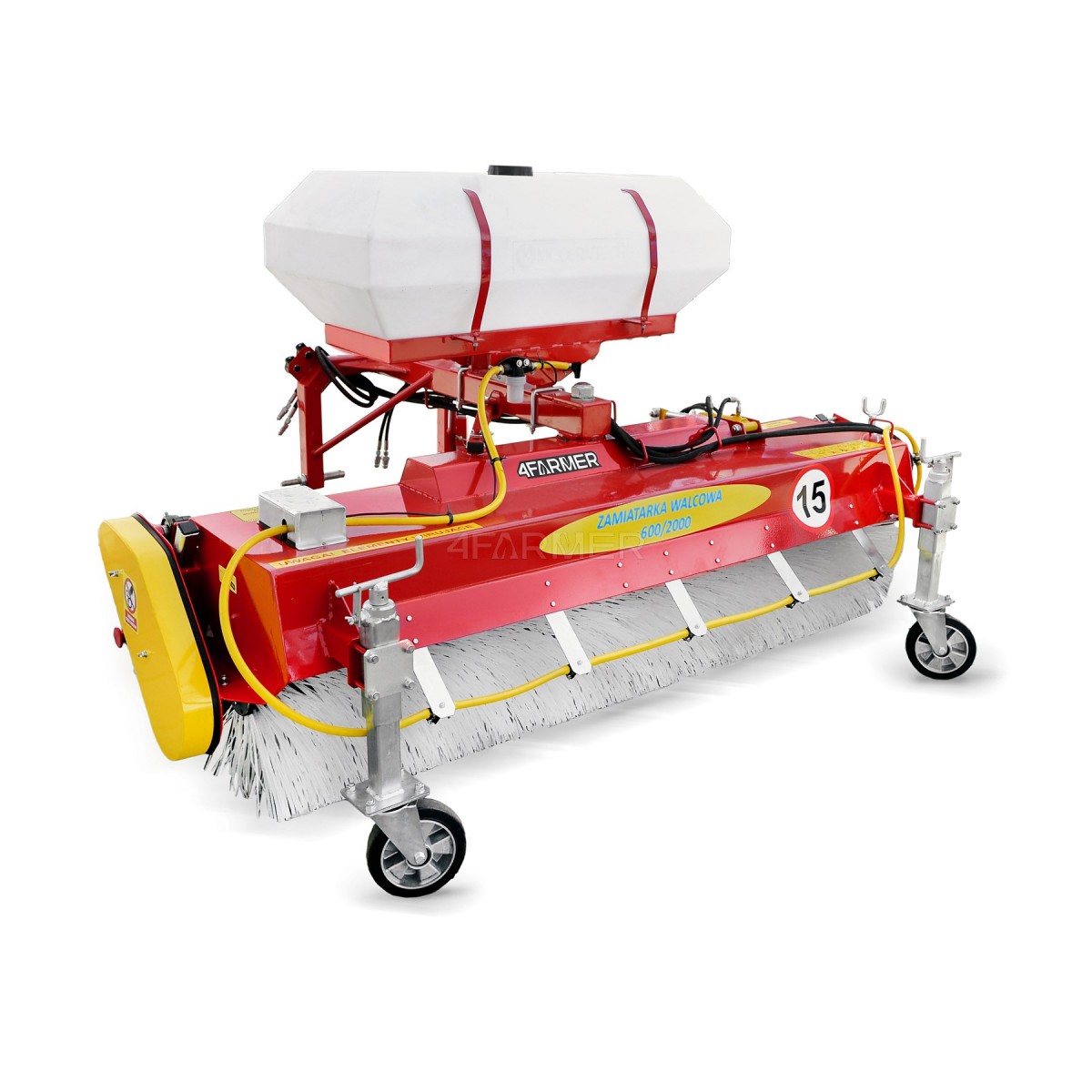 200 cm tractor sweeper with basket, irrigation container and side brush 4FARMER