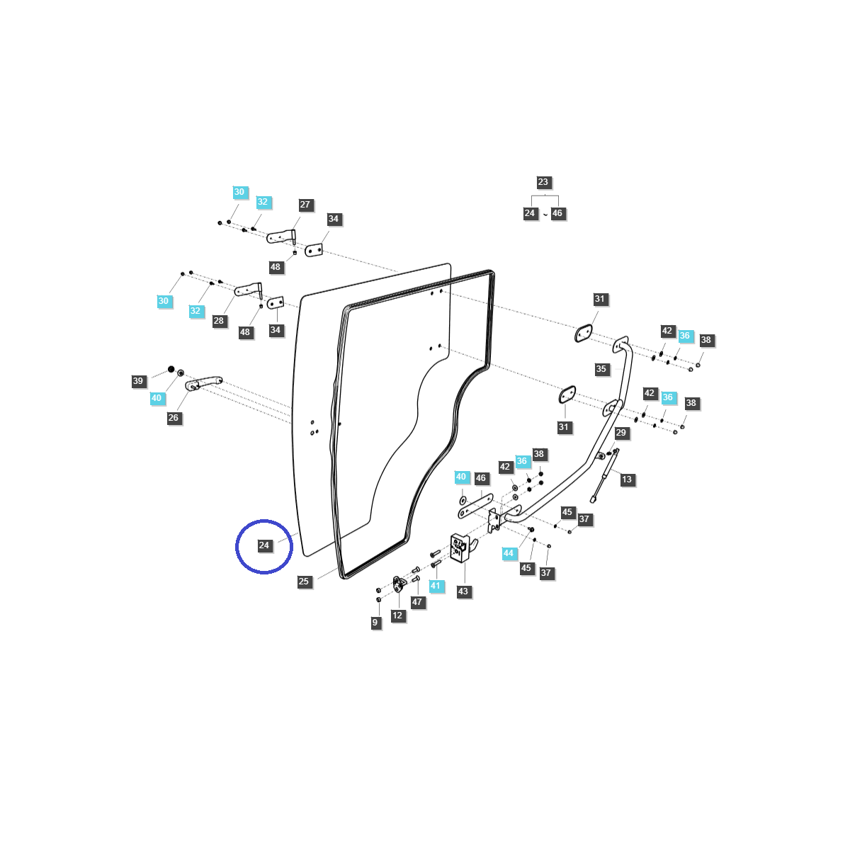Rechte Türscheibe / TRG862 / LS Traktor MT1 / 40383342