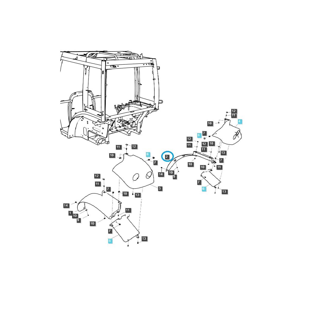 Mudguard / left / TRG868 / LS Tractor / no. 40254088