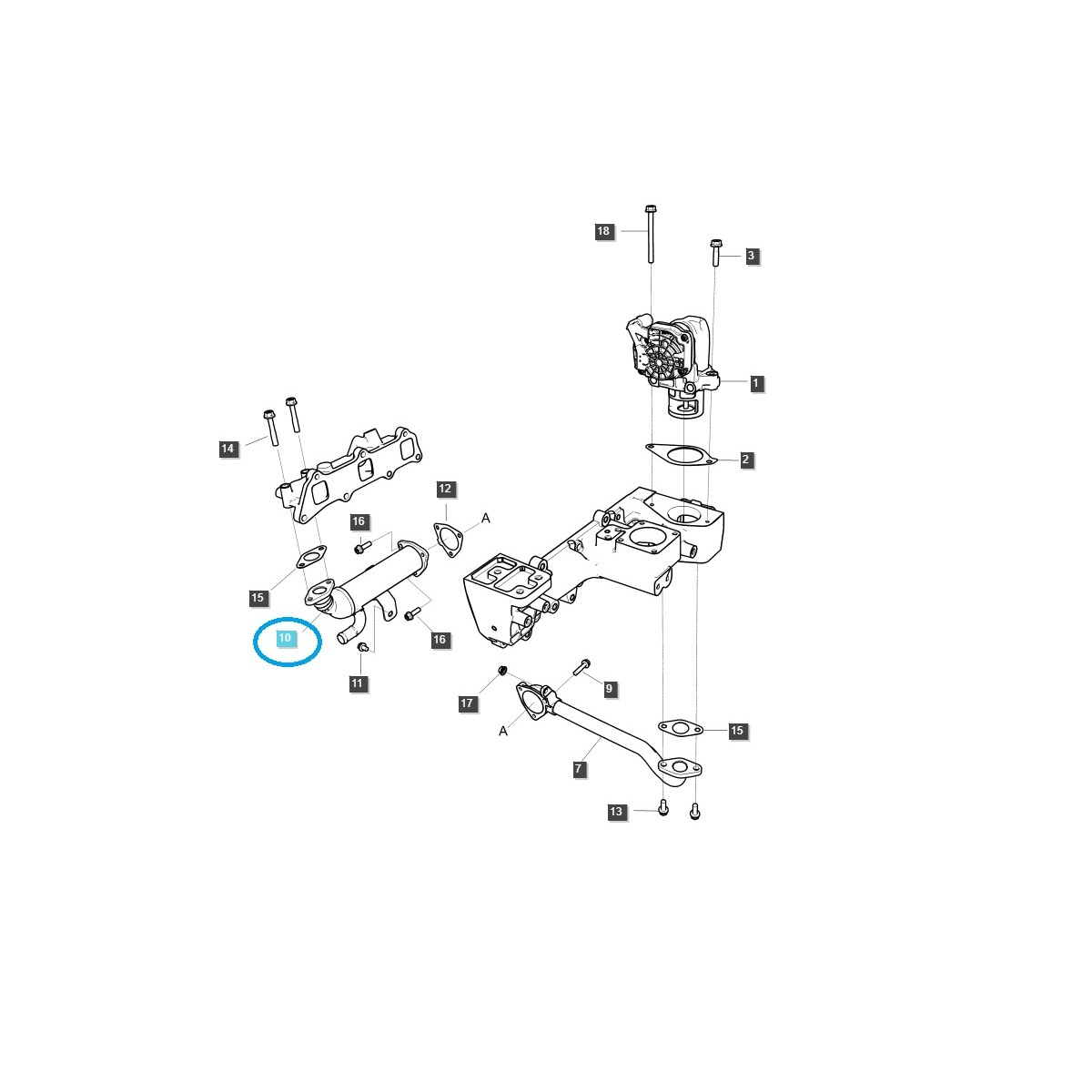 Enfriador de EGR / EGQ200 / Tractor LS / 40380976