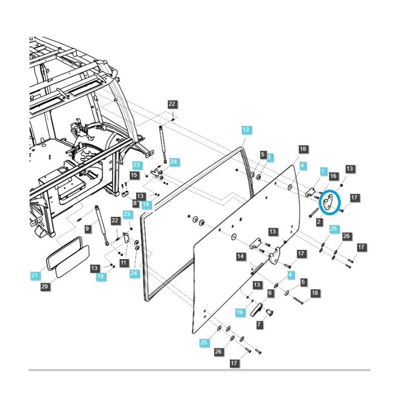 karosserieteile - Scharnier für Heckfenster Kabine / TRG862 / U60 / U50 / PLUS70 / PLUS80 / PLUS90 / U43 / PLUS100 / TR-N / 40008356