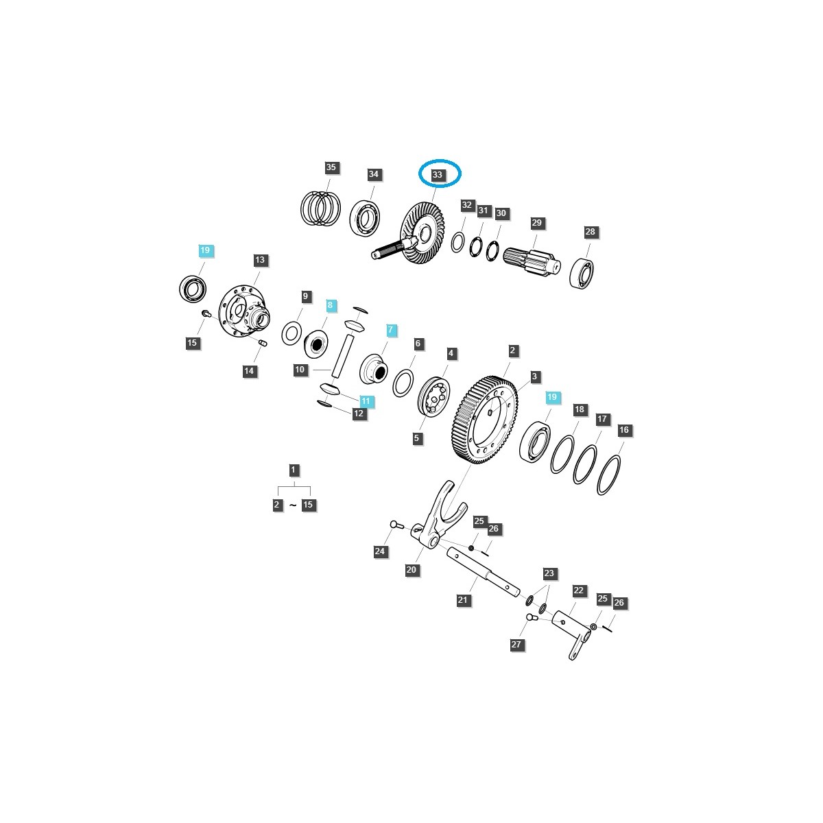 Korunní kolo + hnací hřídel / G310 / Traktor LS 40337101