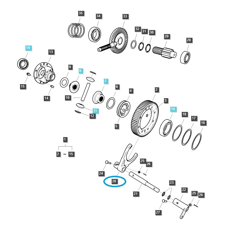 fahrsystem - Gabel, Differentialsperrenwähler / TRG310 / LS Traktor 40337304