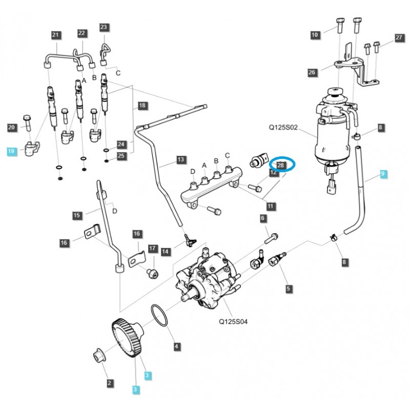 senzory - Snímač tlaku paliva / common rail / EGQ 125 / Traktor LS / č. 40558493