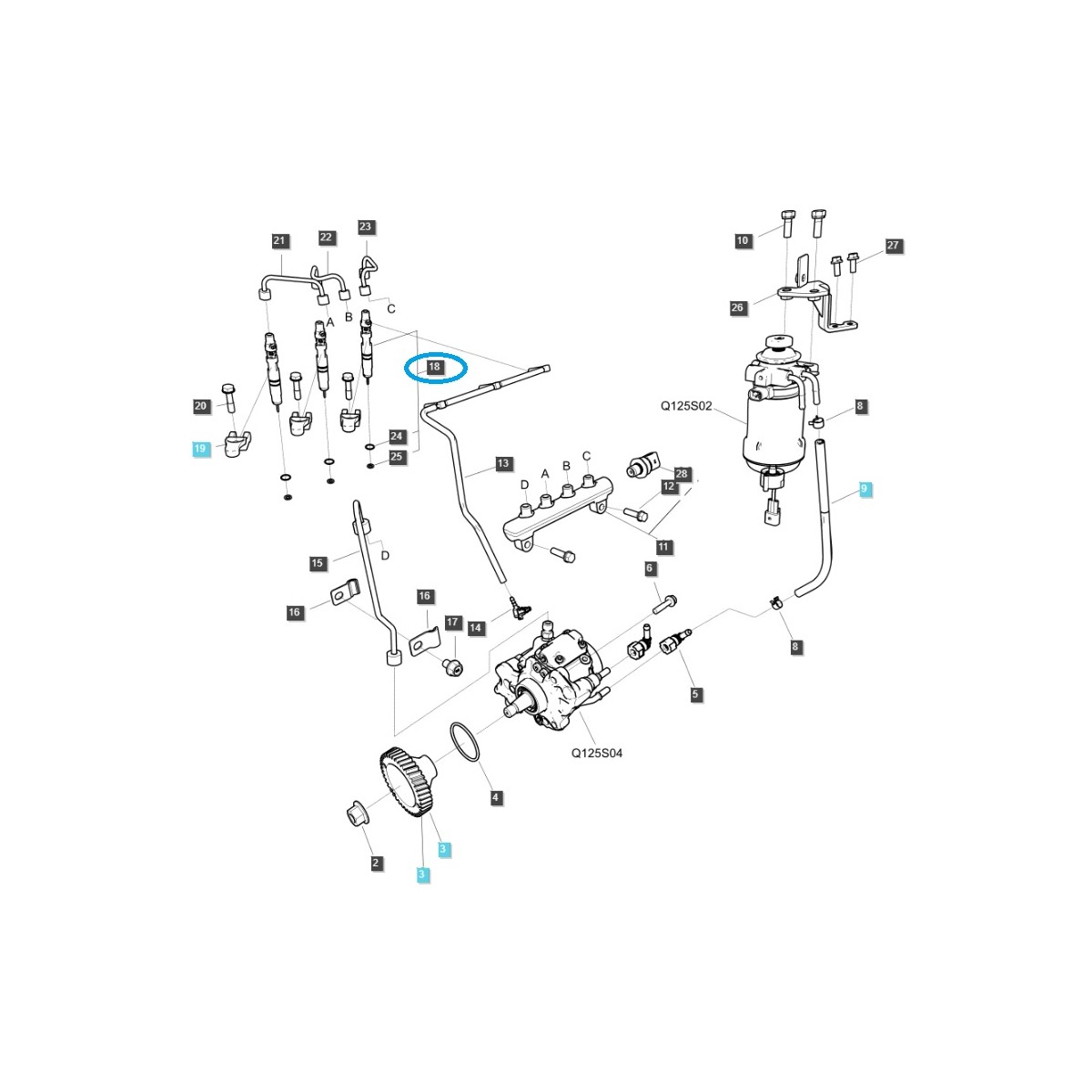 Wtryskiwacz / EGQ125 / LS MT3.40 / MT3.60 / MT5.68 / MT5.73 / XU6158 / XU6168 / n° 40380977