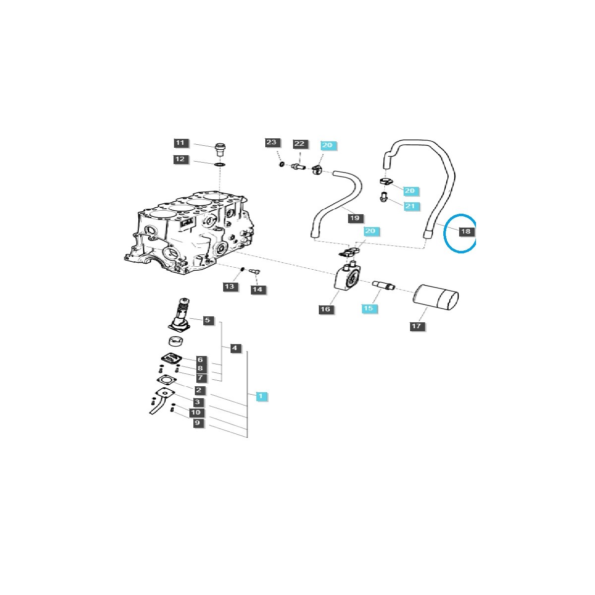 Hadica chladiča - spiatočka / EGQ185 / LS Tractor / 40007371