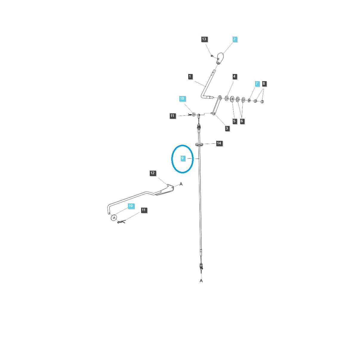 câbles de gaz - Câble d'accélérateur A1100046 / ACC TRG100 / Tracteur LS / 40007938