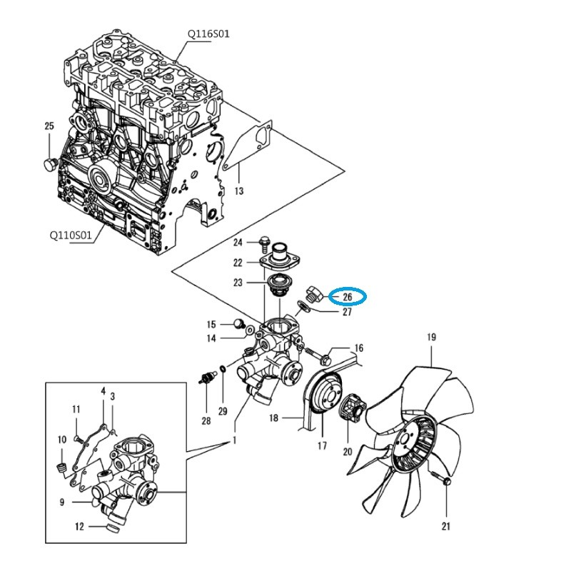 pièces pompe à eau - Bouchon de liquide de refroidissement dans la pompe / M16-YM / LS MT1.25 / 40356035