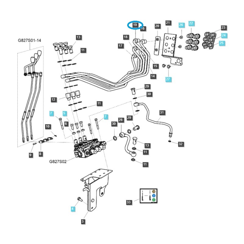 kabely - Třetí sekce externí hydraulické hadice / TRG827 / Traktor LS / č. 40350671