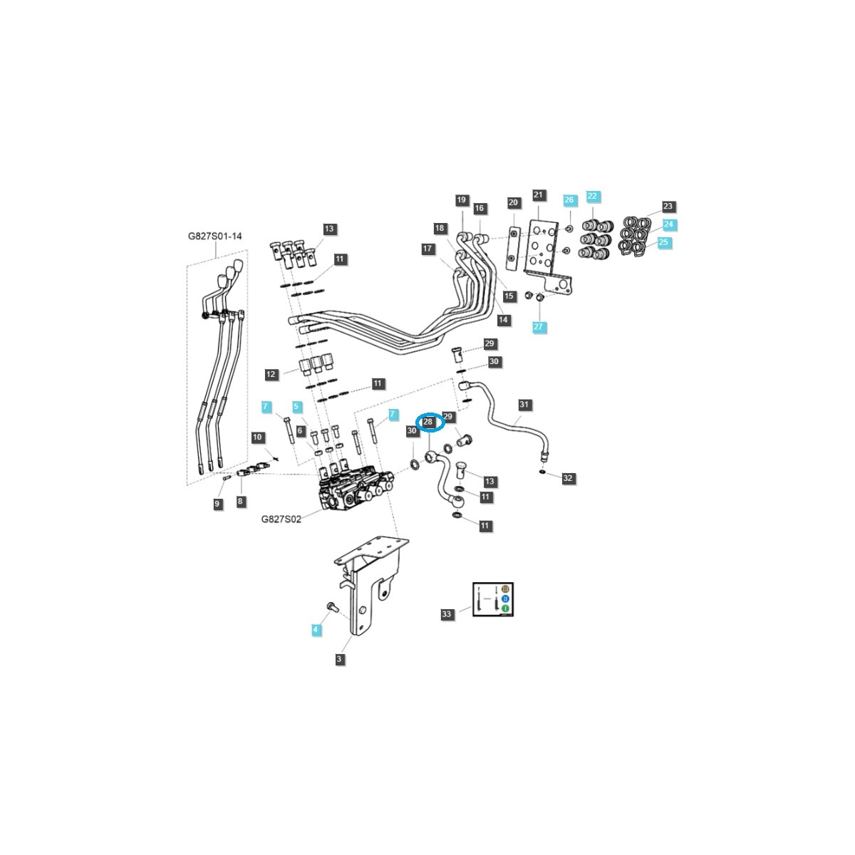 Câble d'alimentation pour distributeur de tracteur R/PRS / TRG827 / LS / N° 40350669