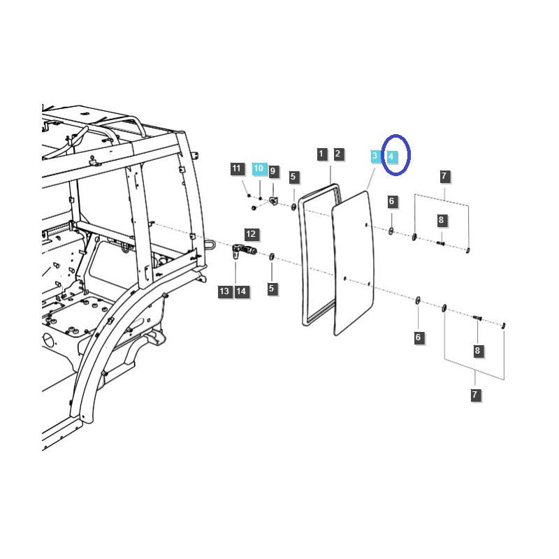car body parts - Szyba boczna lewa / TRG840 / LS MT3.35 / LS MT3.40 / LS MT3.50 / LS MT3.60 / 40250278 / 40430151