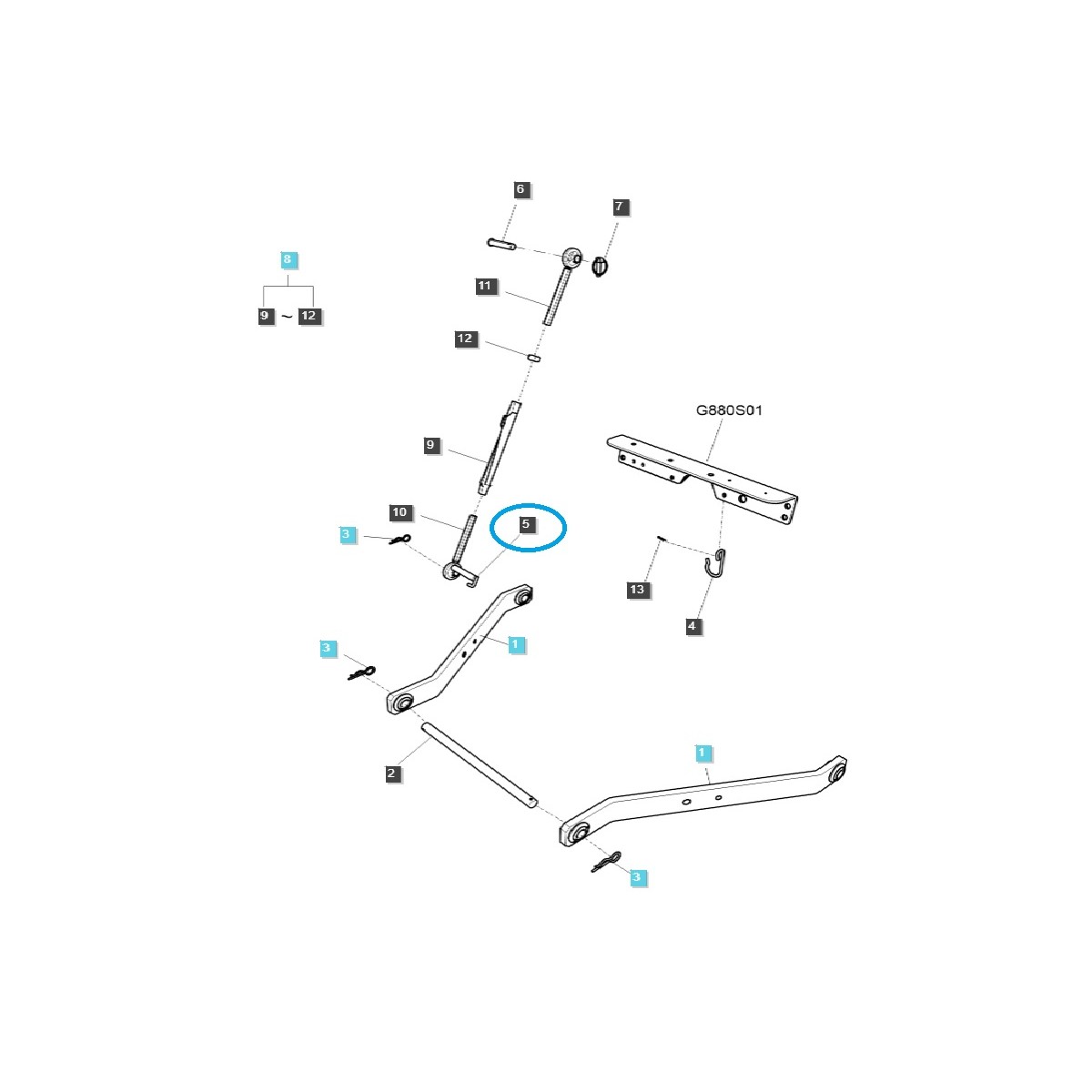 Lower linkage arm pin TRG896 / LS Tractor / 40194155