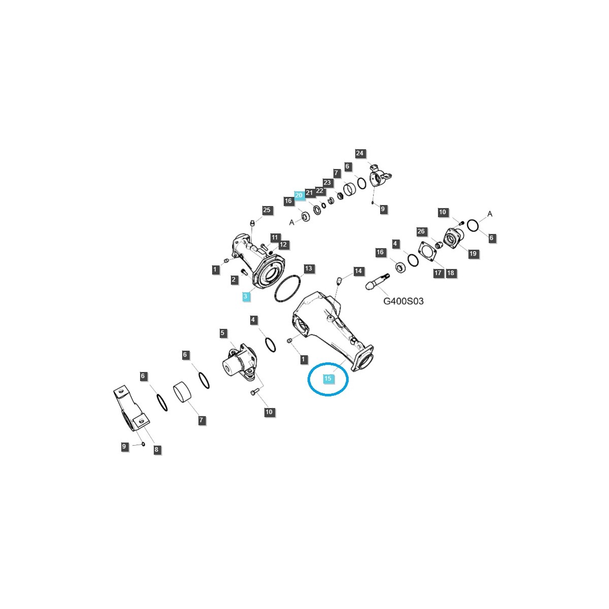 Getriebegehäuse (links) / TRG400 / LS Traktor 40347944