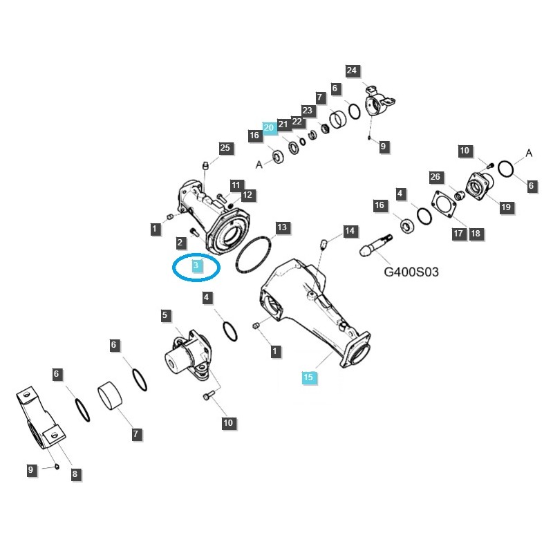 sistema de manejo - Caja de cambios (derecha) / Tractor TRG400 / LS 40347945