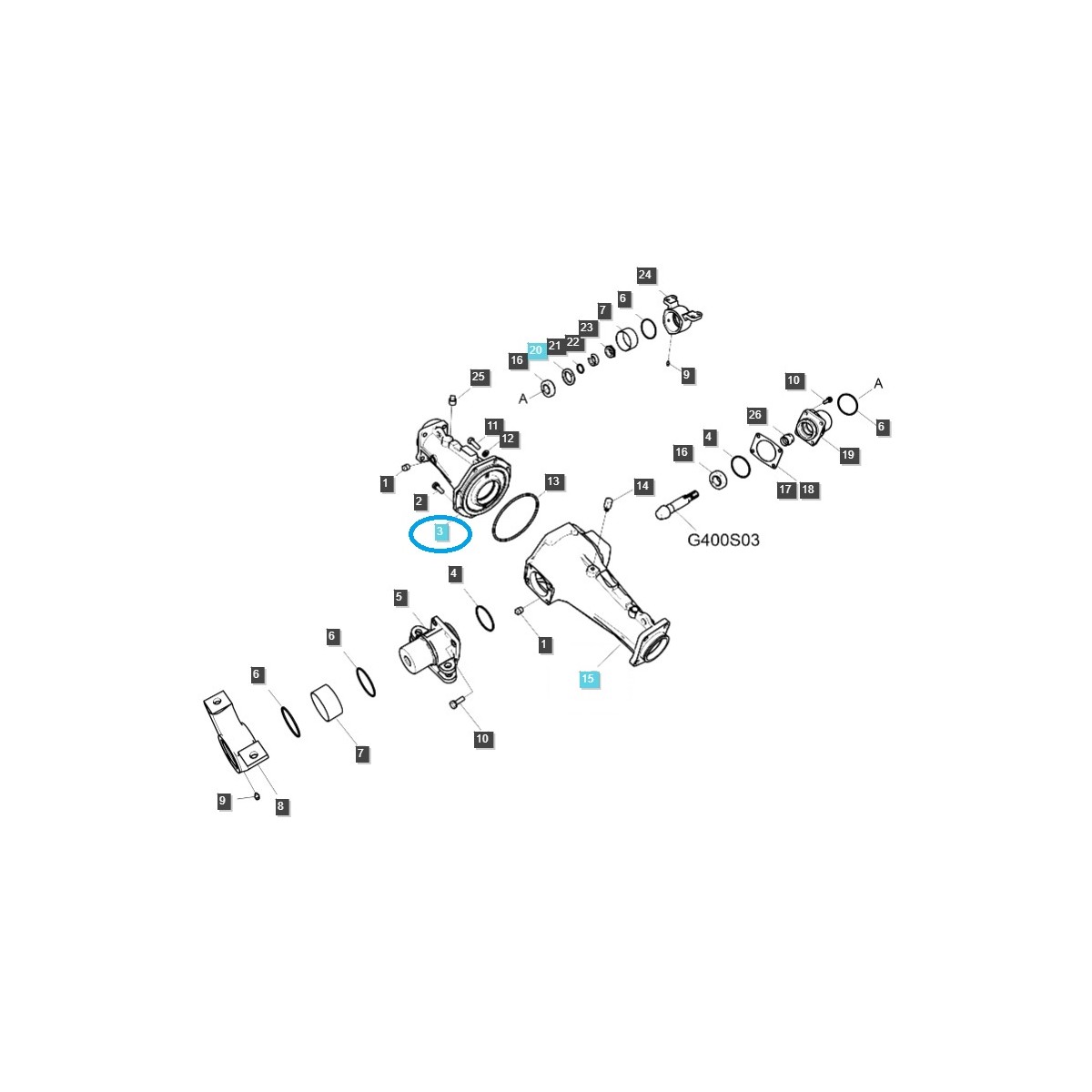 Carter de boîte de vitesses (droit) / Tracteur TRG400 / LS 40347945