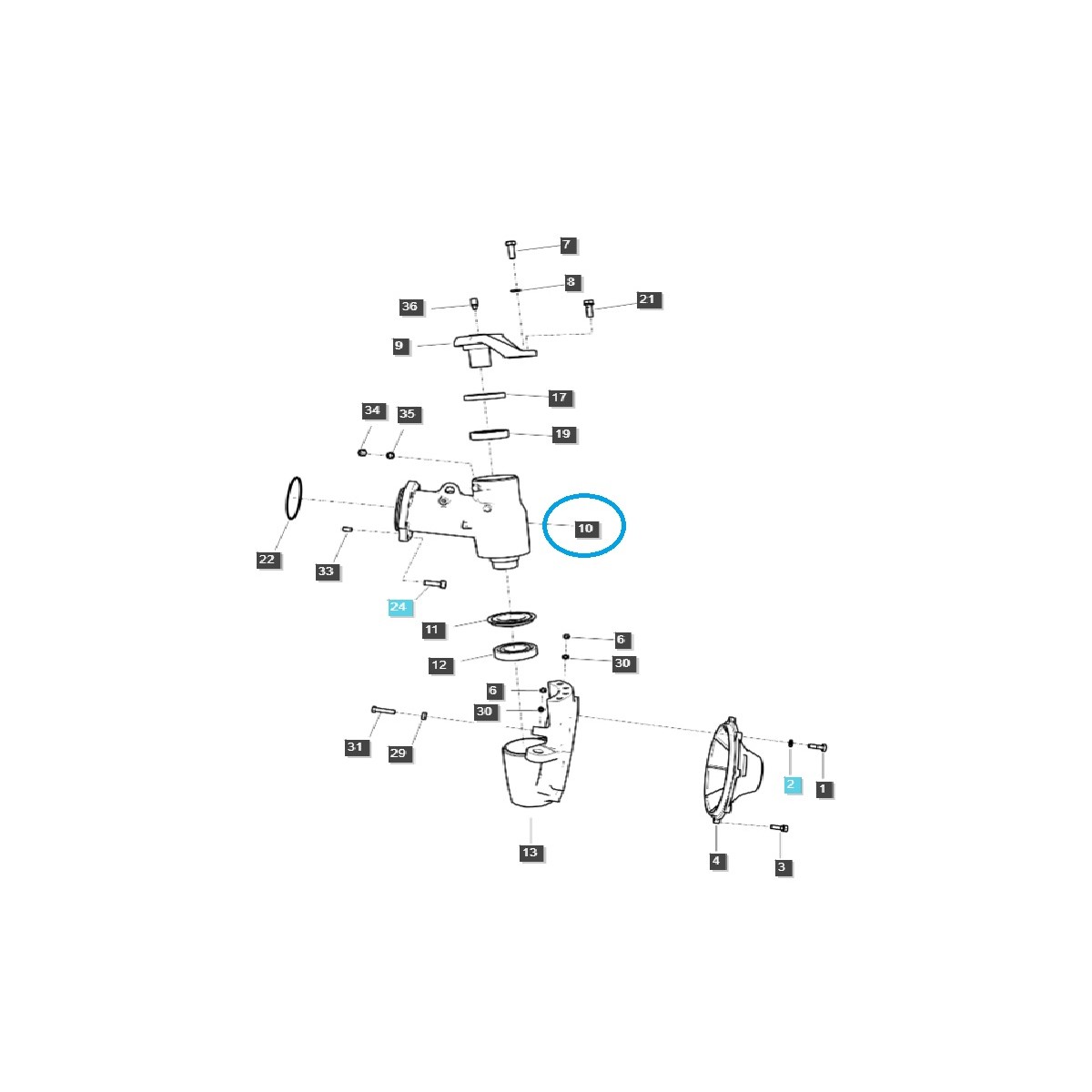 Caja de transmisión final, mangueta de dirección - izquierda / TRG400 / Tractor LS 40444375