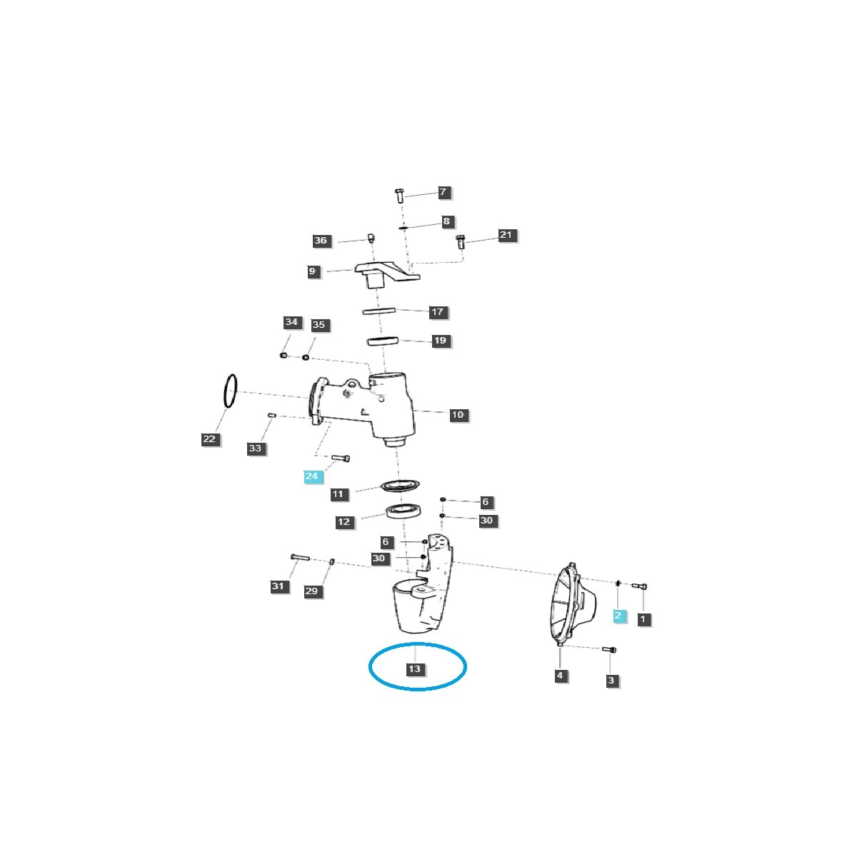 Skříň přední nápravy - levá - TRG400 / LS Tractor / 40404471