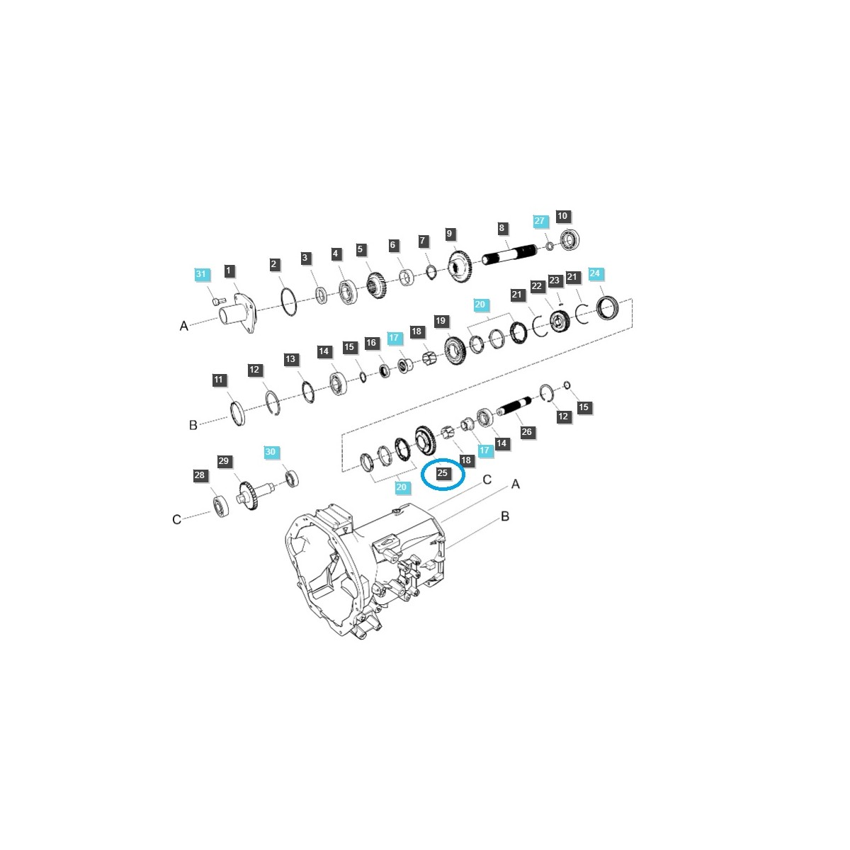 Zębatka wału głównego A1281725 / 42N / TRG281 / LS Tractor / 40032373